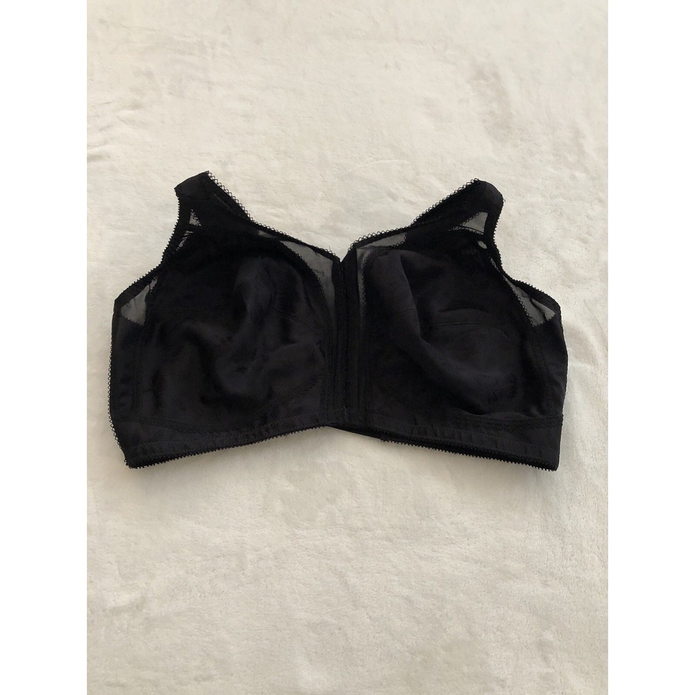 Playtex 18 Hour Front Close Wirefree Bra Size 44DDD Comfort‎ Strap Black Sheer